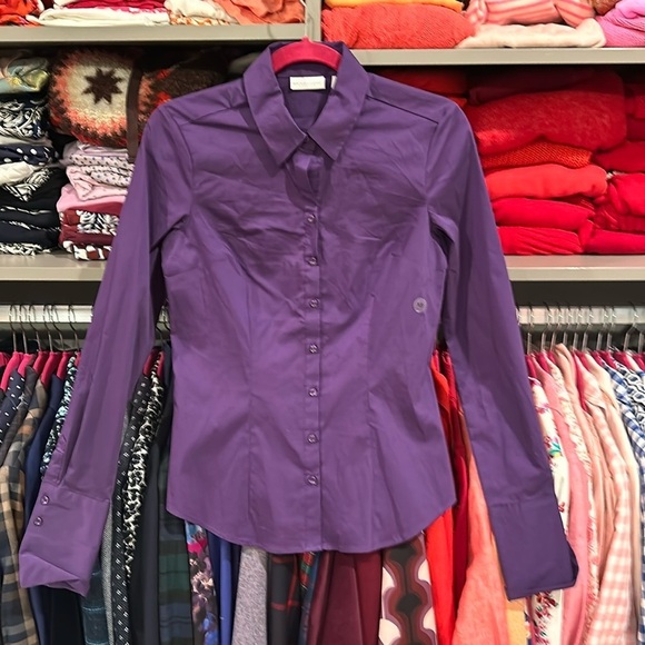 NY & Co purple button down size XS work shirt - Picture 1 of 3